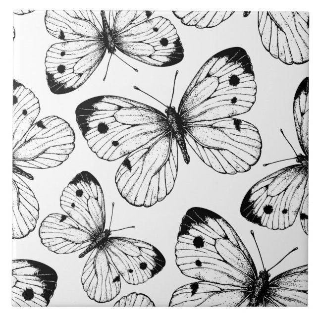 Cabbage butterfly pattern tile (Front)