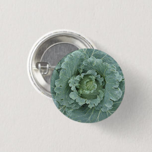 Cabbage from above , Green Leaves 1 Inch Round Button