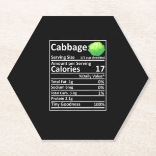 Cabbage Nutrition Food Facts Thanksgiving Costume  Paper Coaster