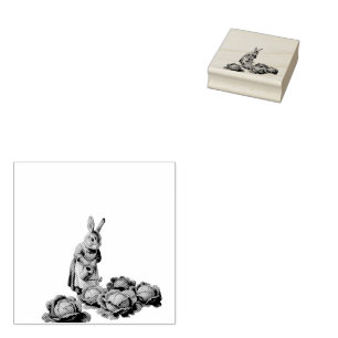 Cabbage rabbit rubber stamp