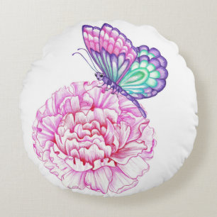 Cabbage Rose and Butterfly Pillow