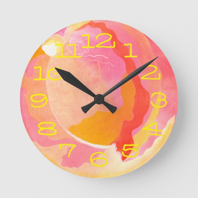 Cabbage Rose III Round Clock (Front)
