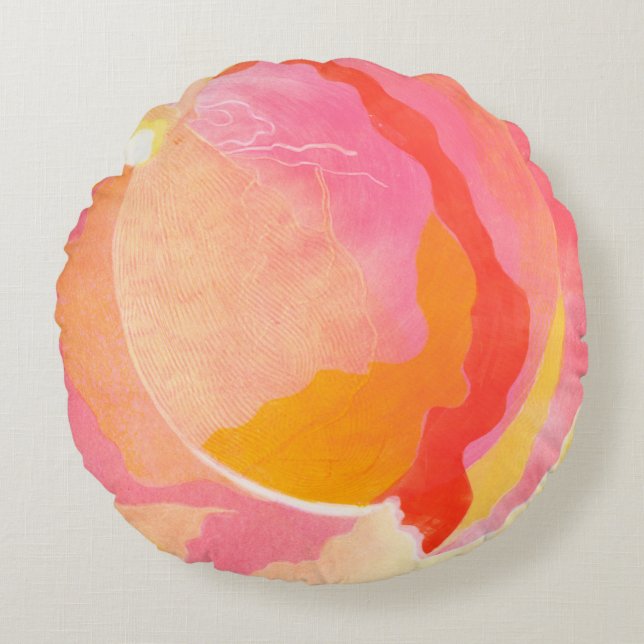 Cabbage Rose III Round Pillow (Front)