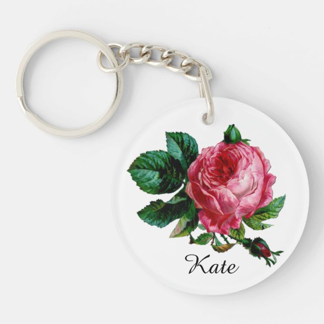Cabbage Rose Key Chain (Front)