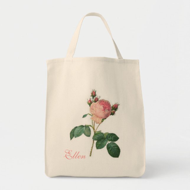 Cabbage Rose Vintage Floral Tote Bag (Front)