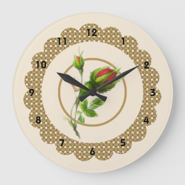 Cabbage Rose Wall Clock (Front)