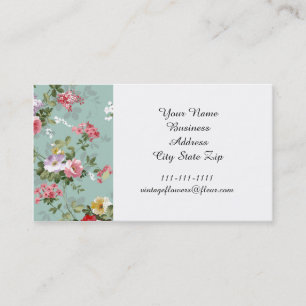 Cabbage Roses on Pale Blue Business Card