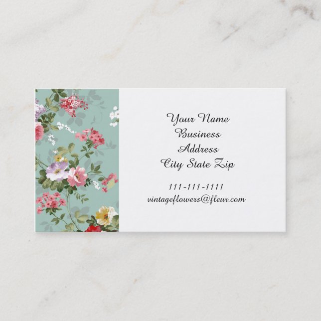 Cabbage Roses on Pale Blue Business Card (Front)