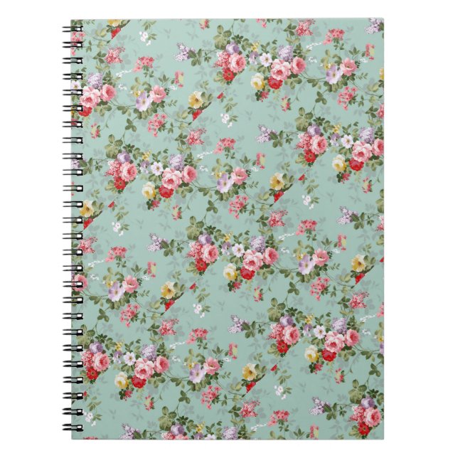 Cabbage Roses on Pale Blue Notebook (Front)