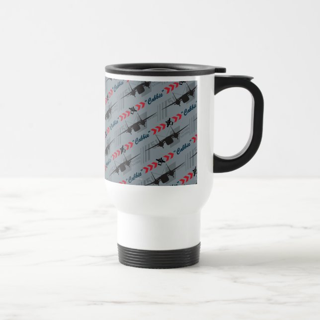 Cabbie Silhouette Pattern Travel Mug (Right)