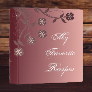 Cabernet & Candy Pink Floral Swirl Recipe Book Binder