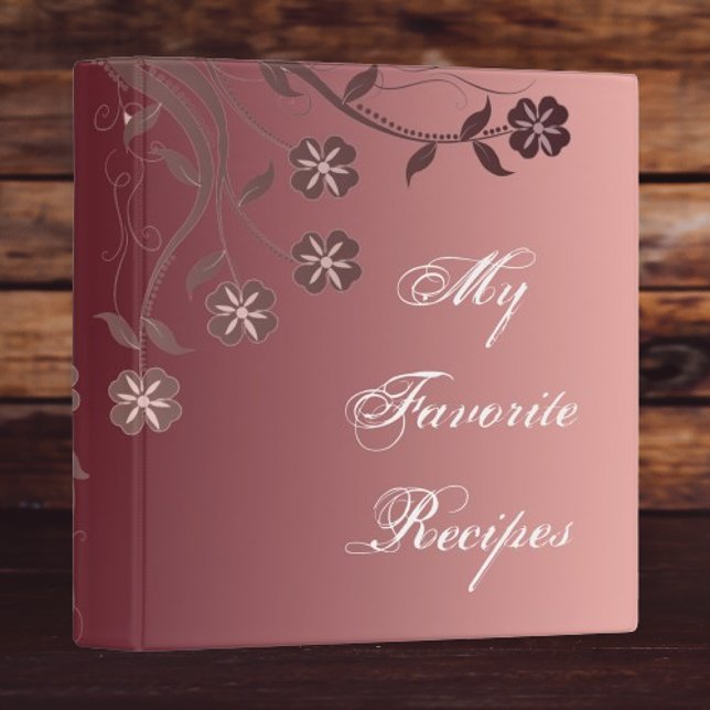 Cabernet & Candy Pink Floral Swirl Recipe Book Binder (Pink Floral Swirl Recipe Book Binder)