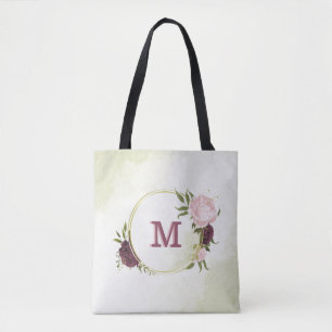 cabernet pink floral greenery  tote bag