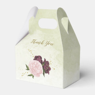 cabernet pink floral greenery wedding favor box