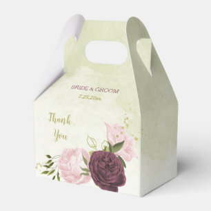 cabernet pink floral greenery wedding favor box