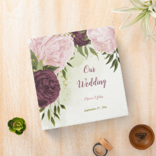 cabernet pink flowers greenery photo album binder