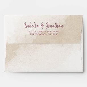 cabernet pink watercolos wedding envelope