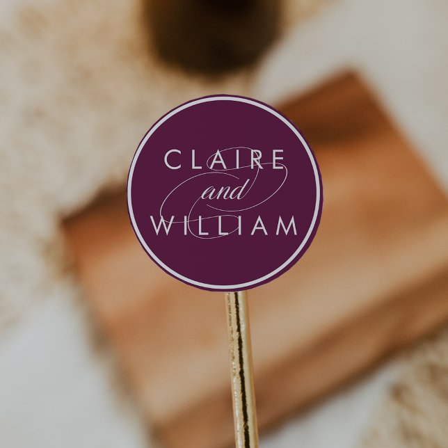 Cabernet Plum Personalized Wedding Classic Round Sticker (Creator Uploaded)