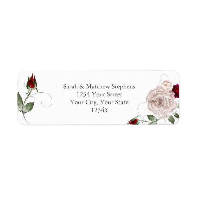 Cabernet rouge et dusty bleu Roses d'aquarelle (Devant)