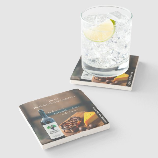 Cabernet Wine Pairing Guide/Mastering the Kitchen Stone Coaster (Side)
