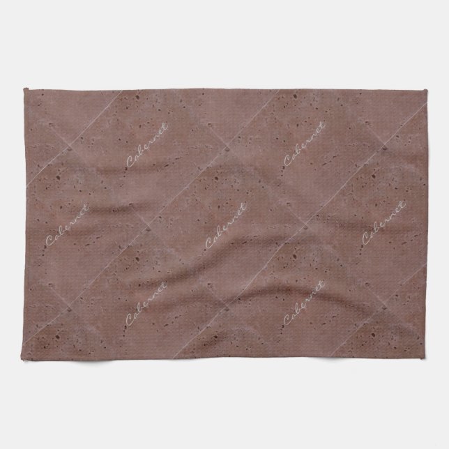 Cabernet Wine Travertine Tile Kitchen Towel (Horizontal)