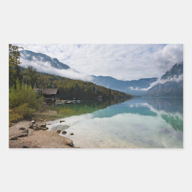 Cabin alongside Bohinj Lake in Slovenia Sticker (Front)