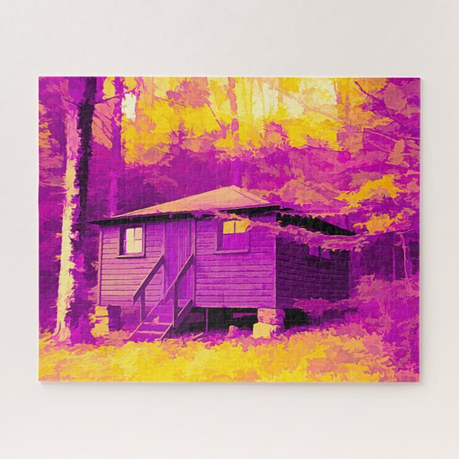 Cabin at Allegany State Park NY Abstract Jigsaw Puzzle (Horizontal)