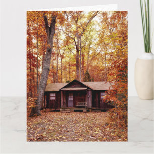 CABIN BIRTHDAY CARD WOODS AUTUMN GREETING CARD