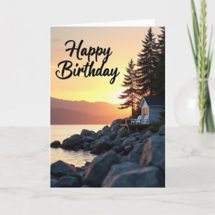 Cabin Birthday Seascape Card