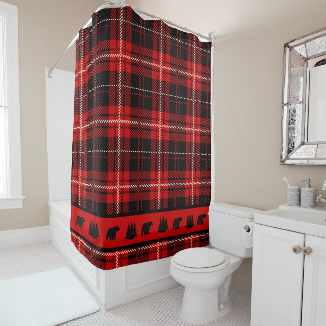 Cabin Black Bear Red Plaid (In Situ)