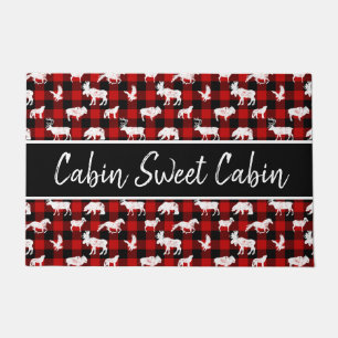 Cabin Buffalo Plaid Lumberjack Check Pattern Red Doormat