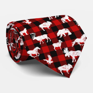 Cabin Buffalo Plaid Lumberjack Check Pattern Red Tie