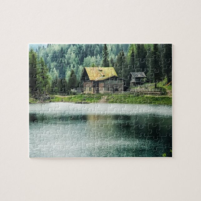 Cabin by the Lake 8x10 Jigsaw Puzzle (Horizontal)