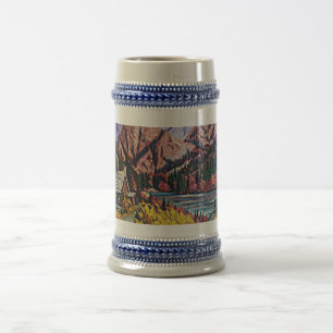 Cabin by the Lake Oil Painting Beer Stein