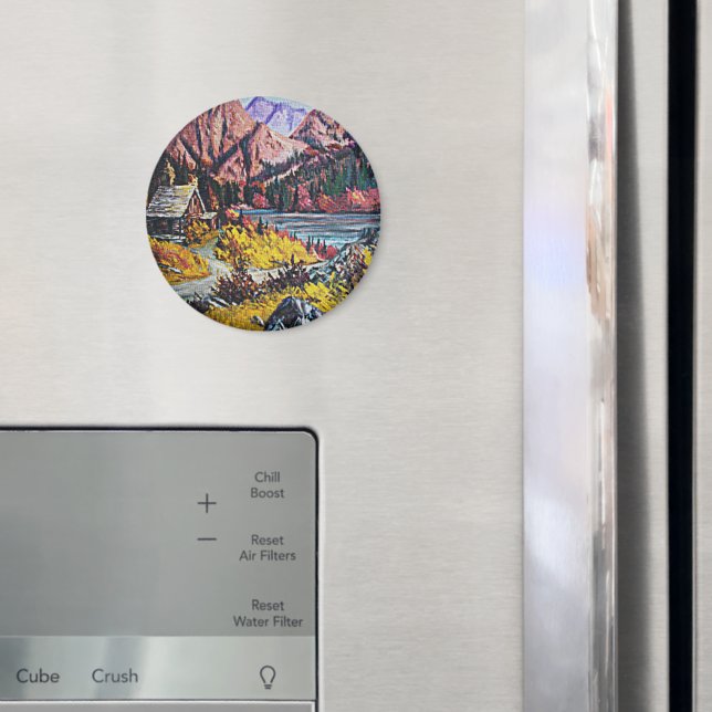 Cabin by the Lake Oil Painting Magnet (In Situ (Fridge))