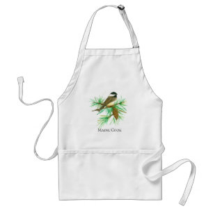 Cabin Cook Chef Chickadee Bird Pinecone Tassel Standard Apron