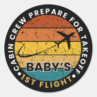 Cabin crew prepare for takeoff baby’s first flight