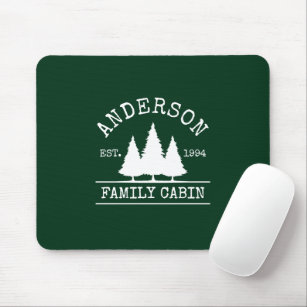 Cabin Family Name Forest Green Mouse Pad