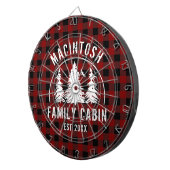 Cabin Family Name Red Buffalo Plaid Dartboard (Front Right)