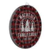 Cabin Family Name Red Buffalo Plaid Dartboard (Front Left)