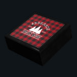 Cabin Family Name Red Buffalo Plaid Keepsake Box<br><div class="desc">Family Name Cabin Red Buffalo Plaid with Pine Trees Keepsake Box</div>