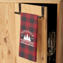 Cabin Family Name Red Buffalo Plaid