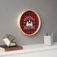 Cabin Family Name Rustic Red Buffalo Plaid