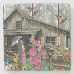 Cabin Flower Garden Stone Coaster