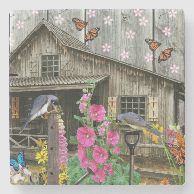 Cabin Flower Garden Stone Coaster (Front)