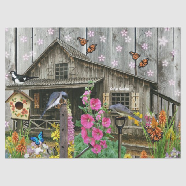 Cabin Flower Garden Tissue Paper (Front)