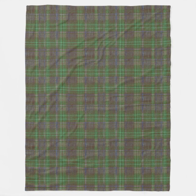 Cabin Forest Green Tartan Fleece Blanket (Front)