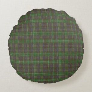 Cabin Forest Green Tartan Round Pillow