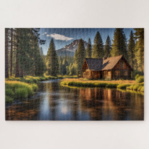Cabin in a Pine Forest Jigsaw Puzzle