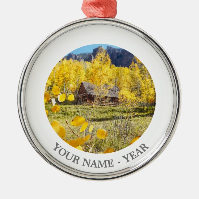 Cabin in Aspens Metal Ornament (Front)